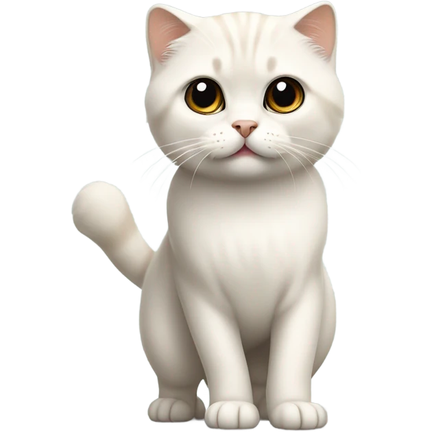 white scottish fold cat standing tall like a meerkat emoji