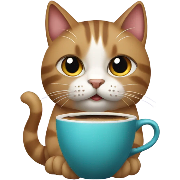 Cat with coffee emoji