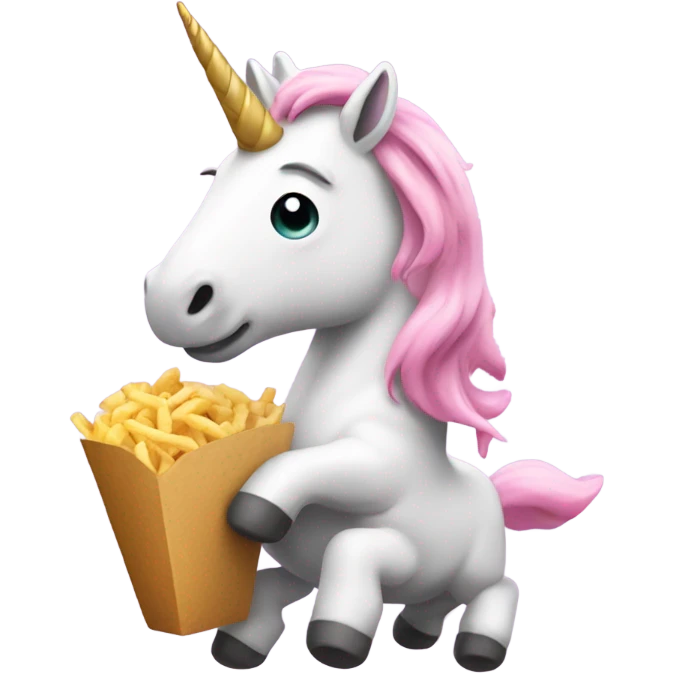 Unicorn eating take out emoji
