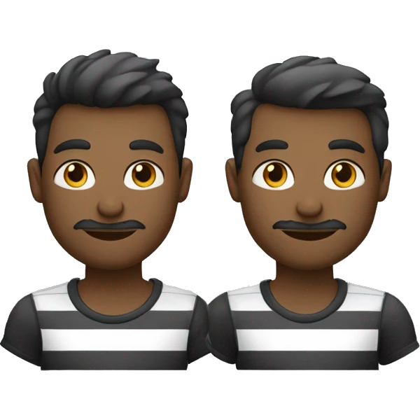Dois homens abraçados com camisa de listras preta e branca  emoji