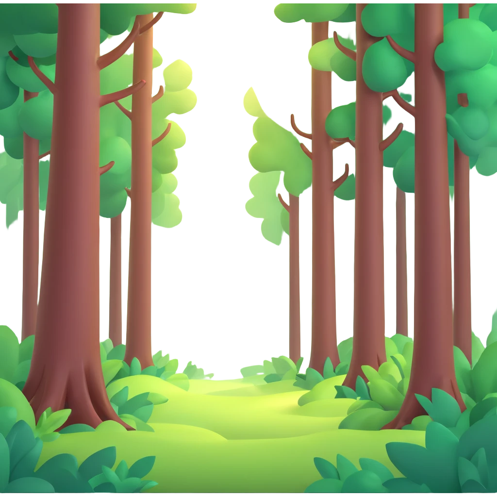 dense forest with sunlight filtering through trees emoji