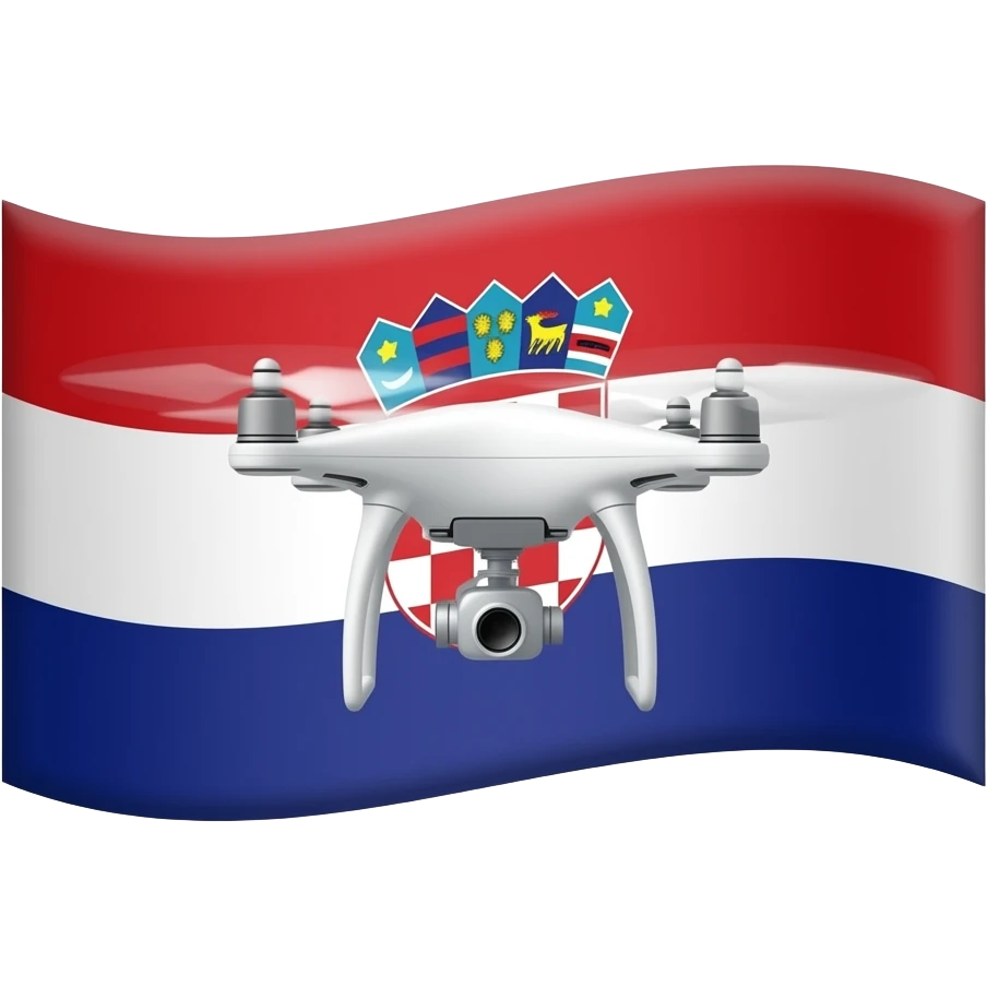 Wyraźny Dron na półprzezroczystej fladze Chorwacji, dron ma być na środku flagi emoji