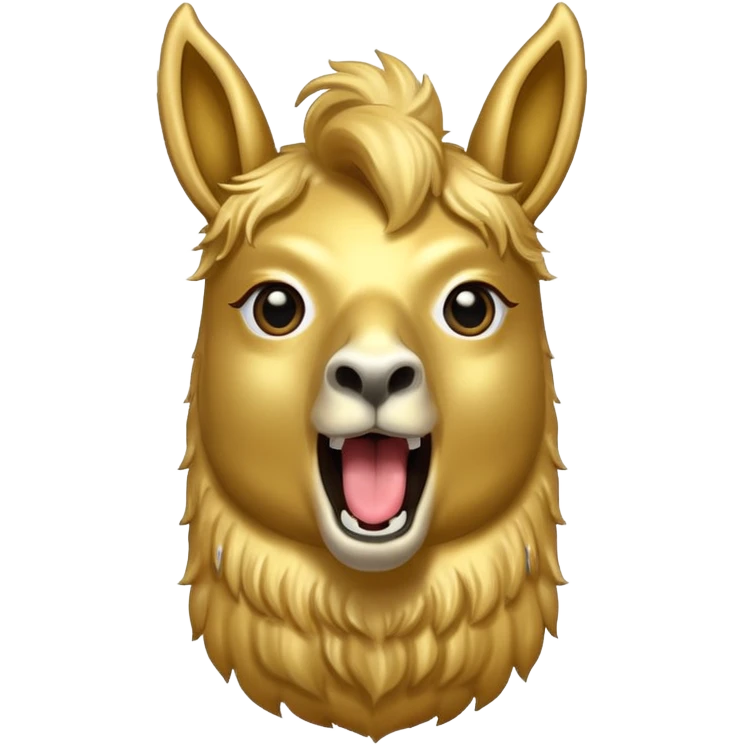 golden llama head screaming "RAID" with the words in a chat bubble emoji