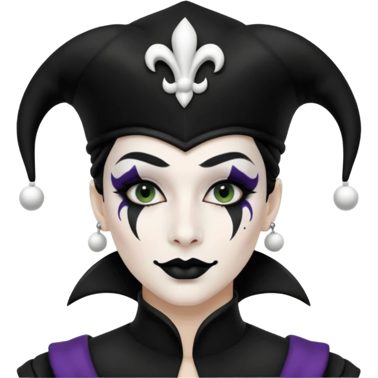 make a black and white jester uniform with white makeup and black lipstick emoji
