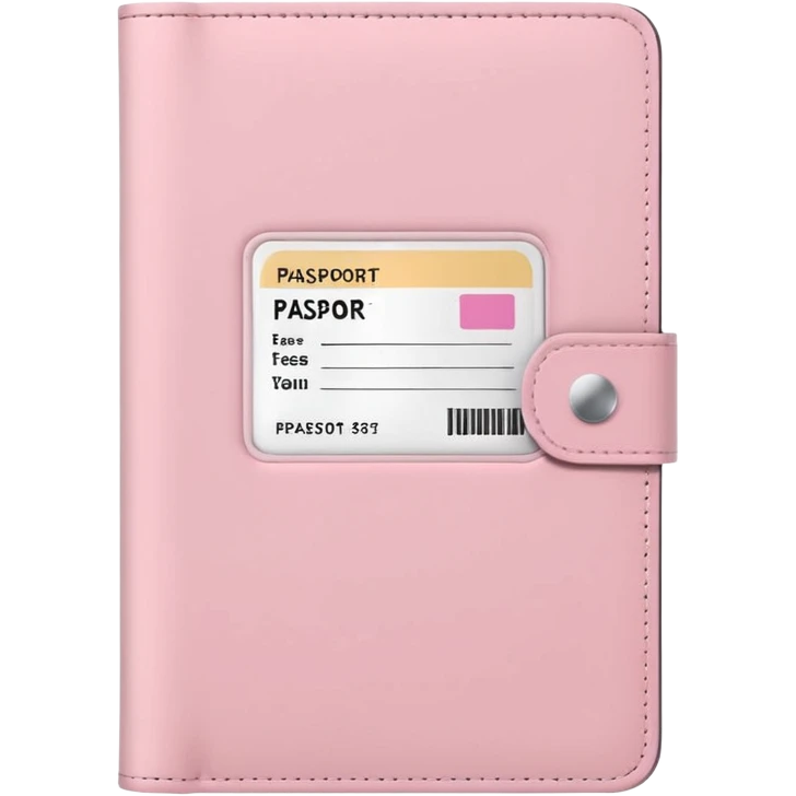 White passport cover with pastel pink boarding pass peeking out, clean composition emoji