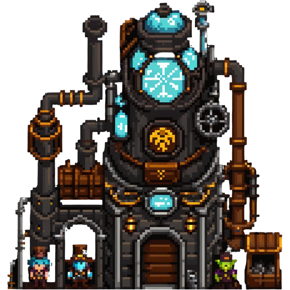 World of Warcraft steampunk factory with fantasy creatures emoji