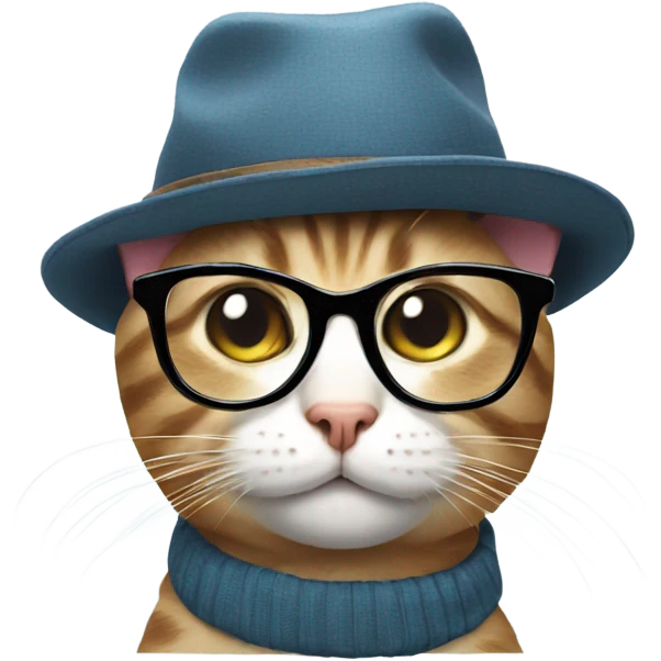 cat with glasses with cute hat emoji