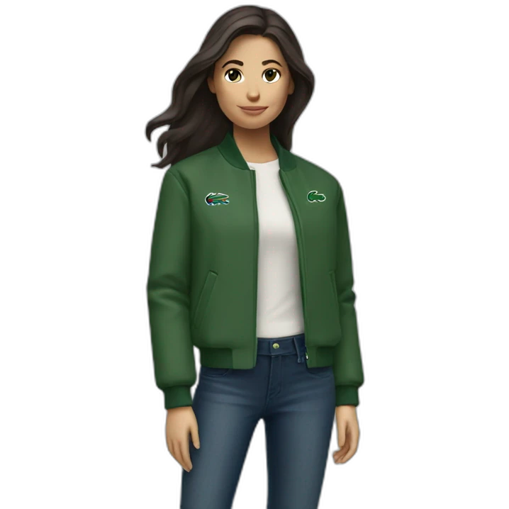 brunette girl with lacoste jacket emoji