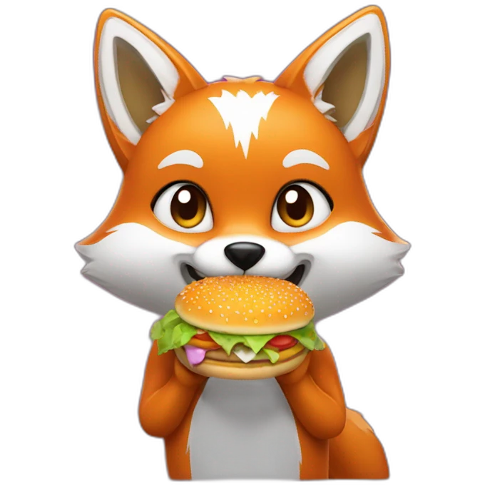 Fox eating a sparkle hamburger emoji