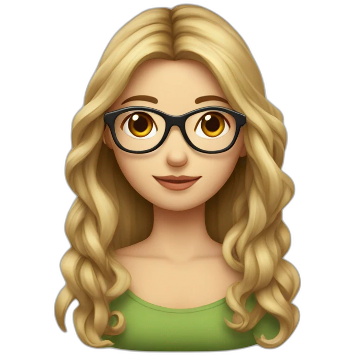 fille aux cheveux longs châtains avec des lunettes emoji