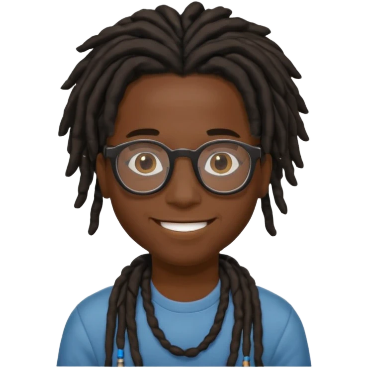 Boy with a locs hair on face put a glasses on and Black locs emoji