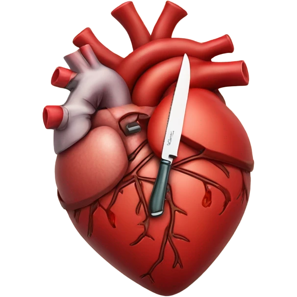 anatomical heart with a knife emoji