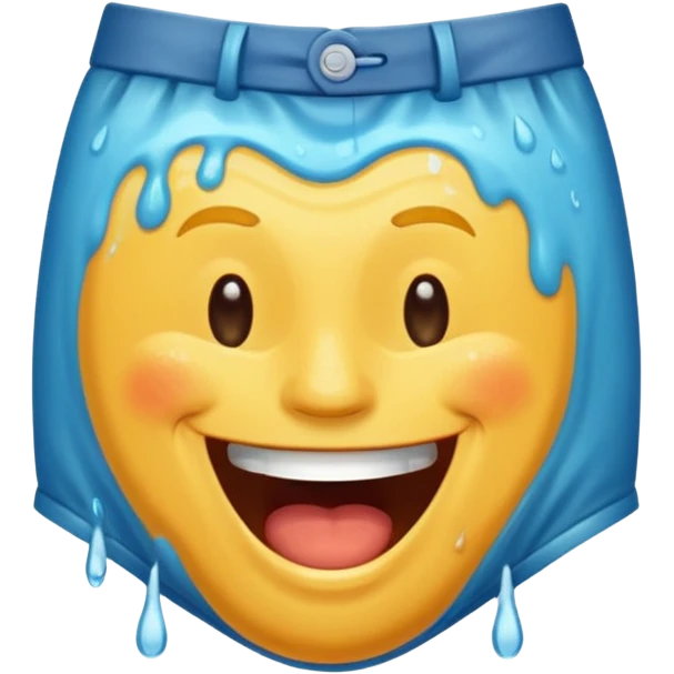 Man with wet spot on pants laughing emoji