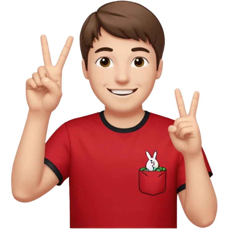 Mr Beast doing this sign "✌️". MR BEAST (the youtuber) emoji
