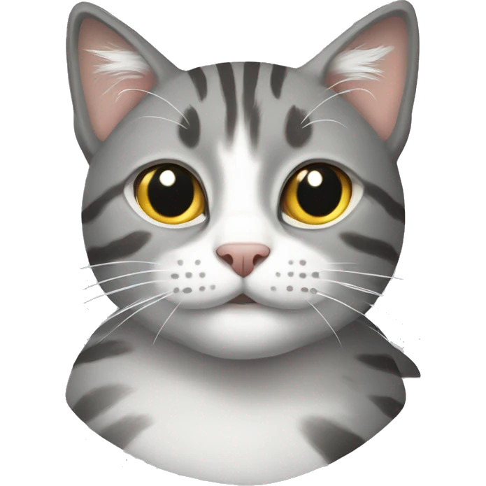 Grey tabby cat with white patches emoji