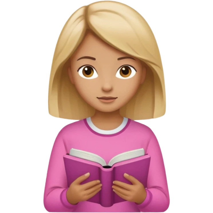 Pink clothes girl with Brown Blonde hair reading a book emoji