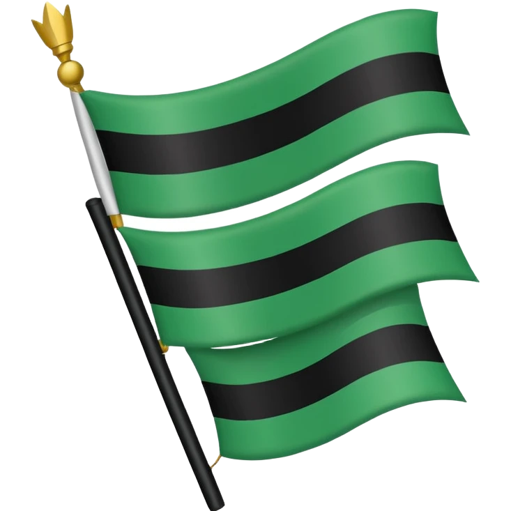 A flag that is made of three horizontal bars. The top bar is black, the middle bar is green, and the bottom bar is white. There is black text that reads “ЦГР” emoji