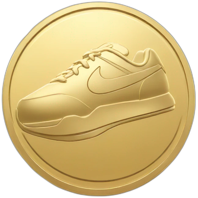 gold coin with Nike logo on it emoji