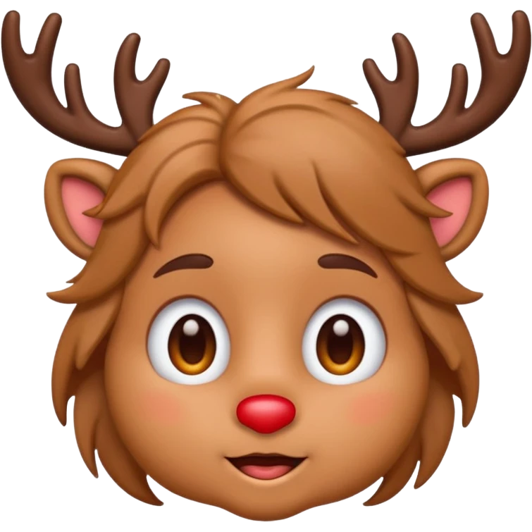 Rudolph cute face emoji for slack simple with hair emoji