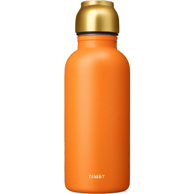 orange colored water bottle with gold matte lid  emoji