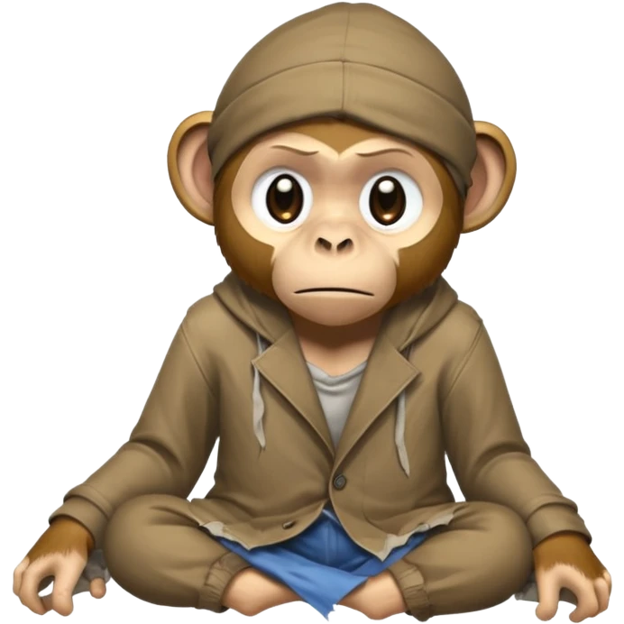 homeless monkey with torn dirty clothes emoji