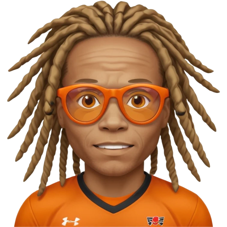 Edgar Davids with signature dreadlocks and orange sports glasses, expressive and playful face emoji