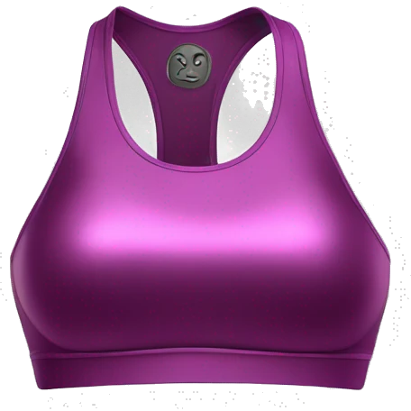 Hyper Realistic isolated side view of a metallic magenta sports bra yoga top. emoji