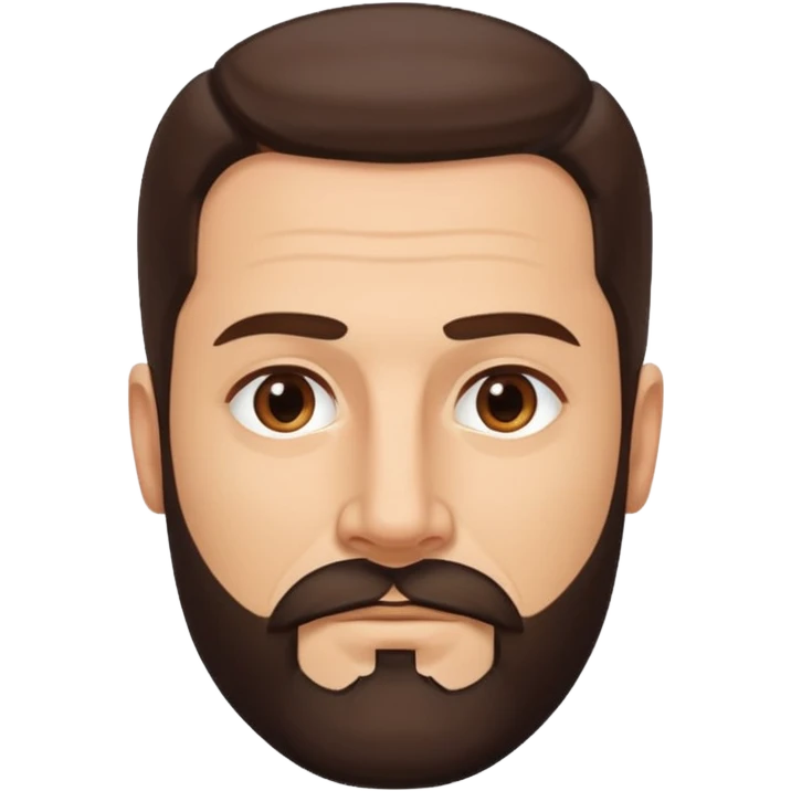 45-year-old man, brunette, hair slicked back, symmetrical facial features, medium nose, strong chin, espagnol beard emoji