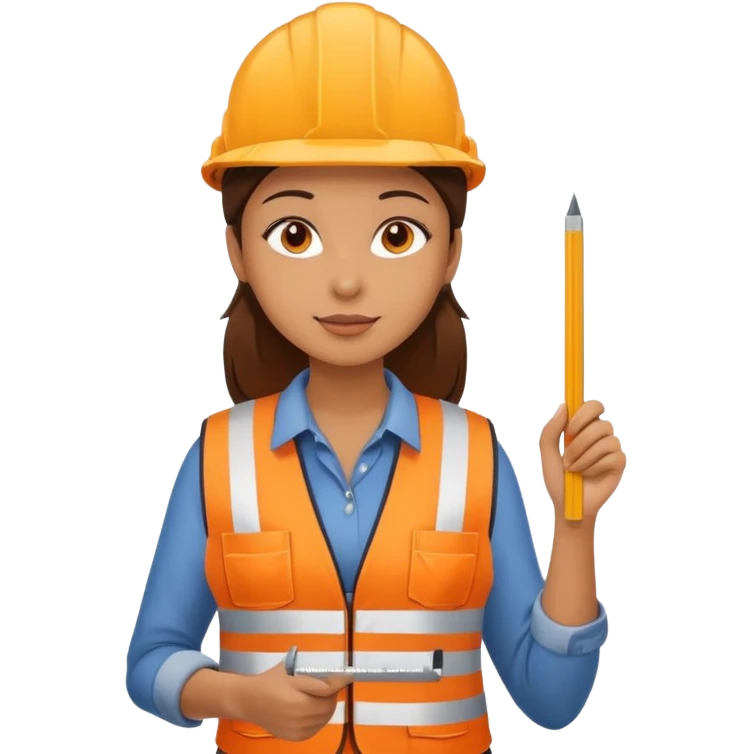 worker woman wearing orange west holding a ruler emoji