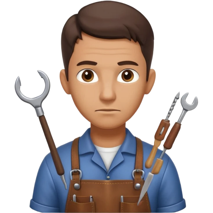 professional locksmith portrait, head and shoulders only, serious focused expression, leather apron collar, small lockpick tools visible, 3D cartoon, mobile game icon style, clean background, no text, no watermark
 emoji