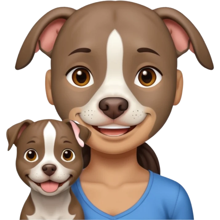 Completely Grey pitbull with one Long and Full darkBrown haired pretty Girl  emoji