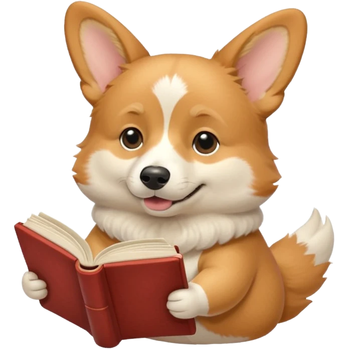 Beige corgie reading emoji
