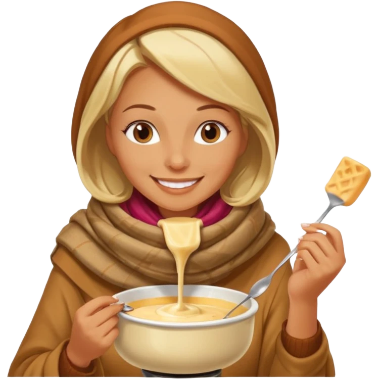 woman eating fondue emoji