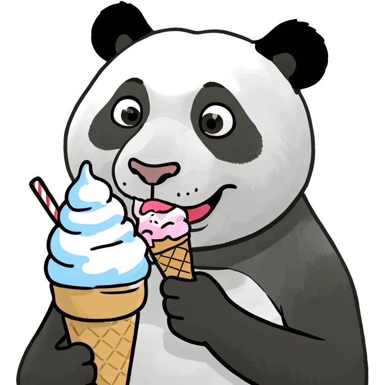 Panda eating ice cream emoji