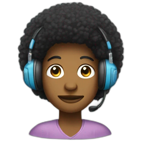 Un Afro (touffu)avec un casque  emoji