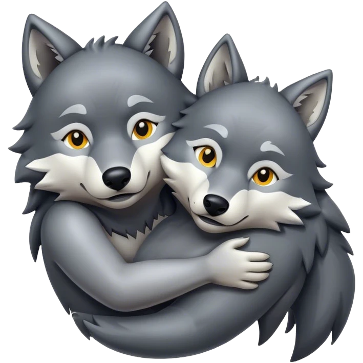 Wolf hugging another wolf emoji