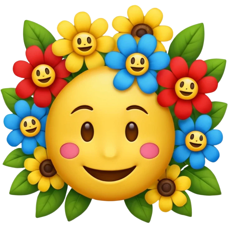 Smiling emoji with flowers that move emoji