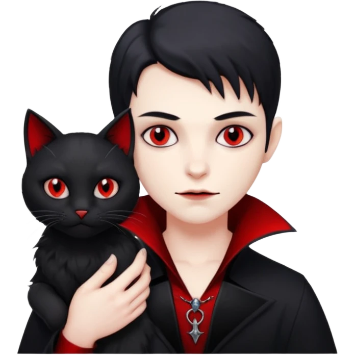 vampire holding a black cat emoji