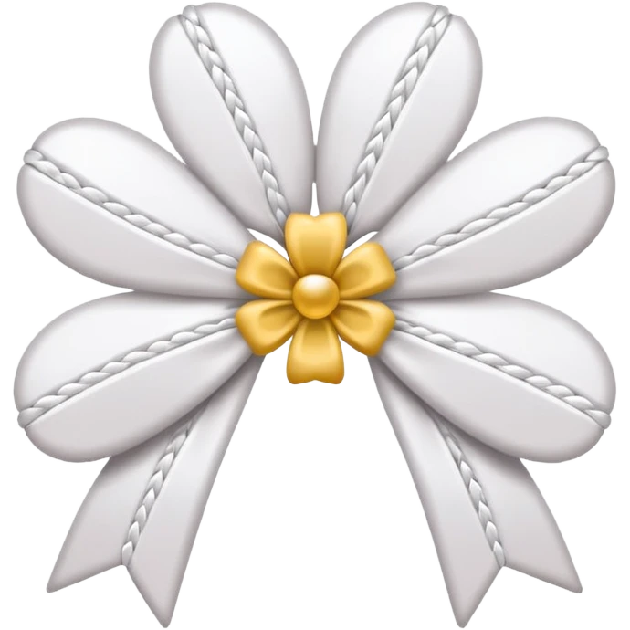 white sakura flower with a bow and woven texture petals emoji