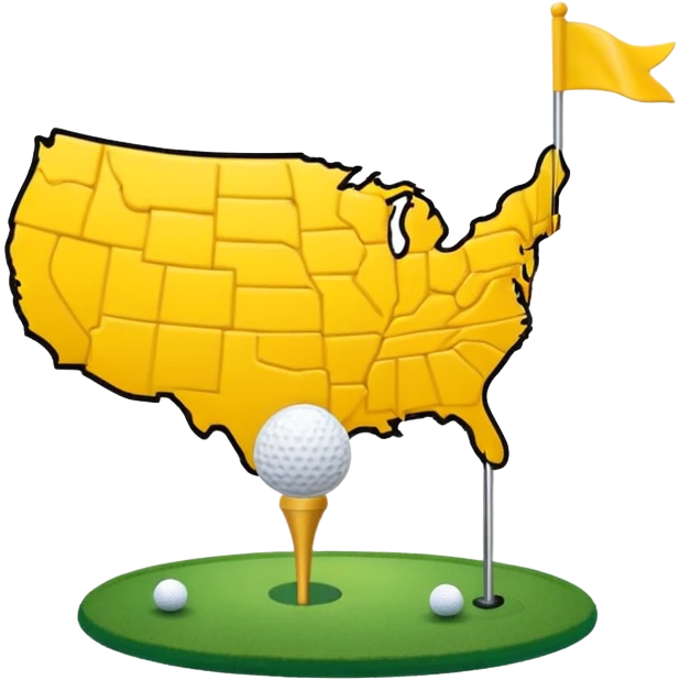 Masters logo with yellow United States and golf pin emoji