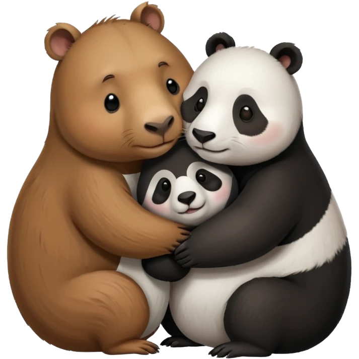 Capybara qui font un câlin avec un panda emoji