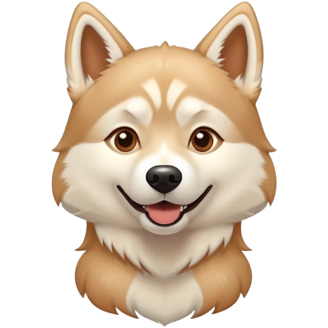 happy light cinnamon colored husky dog, pale tan emoji