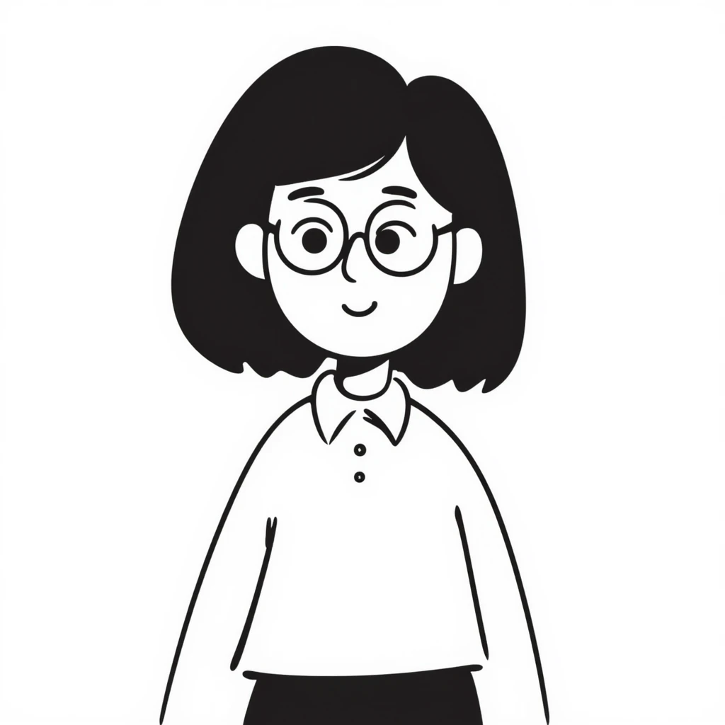 young Vietnamese girl with shoulder-length black hair and glasses emoji