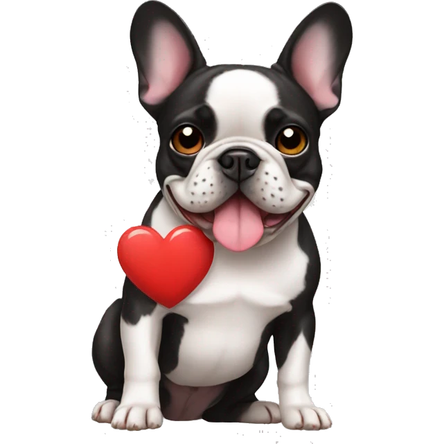 french bulldog with an emoji heart emoji
