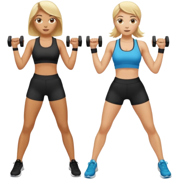 Blonde girl and brunette girl doing exercise emoji