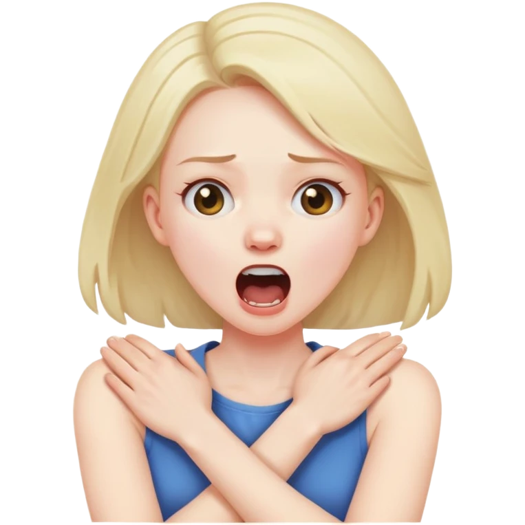 arms crossed holding neck screaming girl emoji