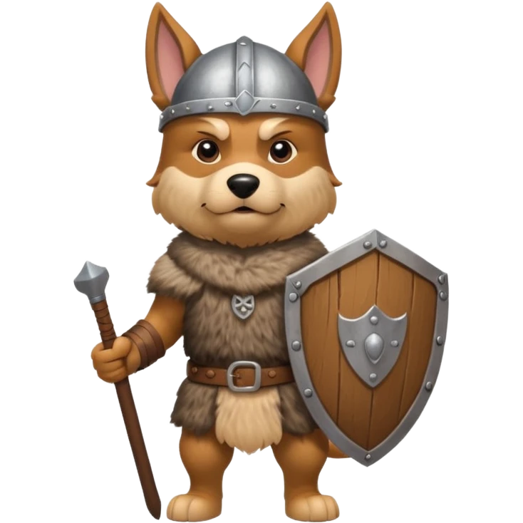 Viking Dog with helmet and wooden shield emoji