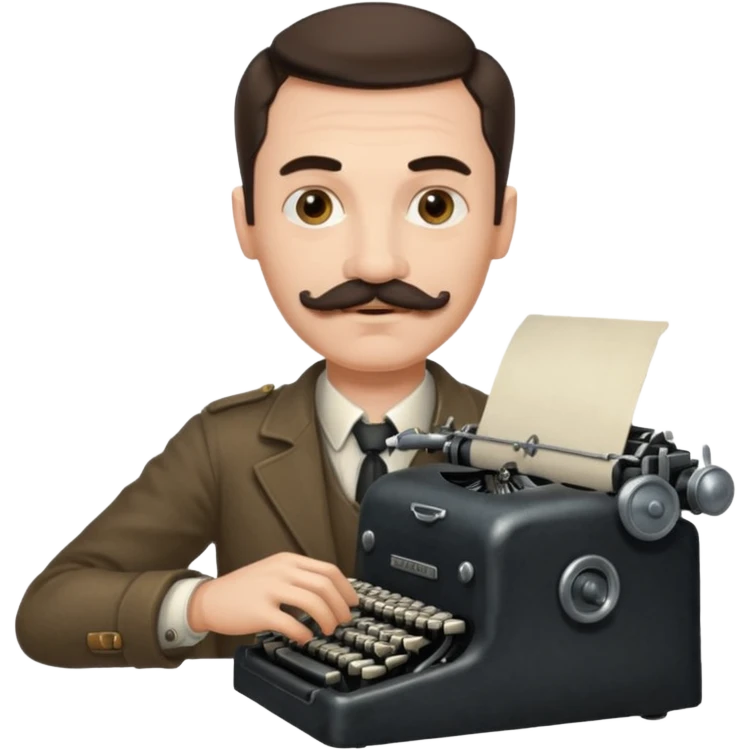 moustache man with vintage typewriter emoji