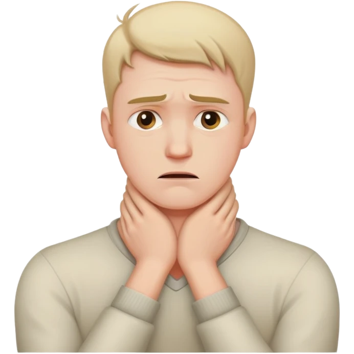 upset man with hands around neck emoji