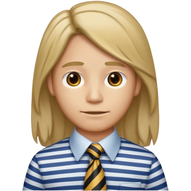 striped shirt with long hairand tie emoji